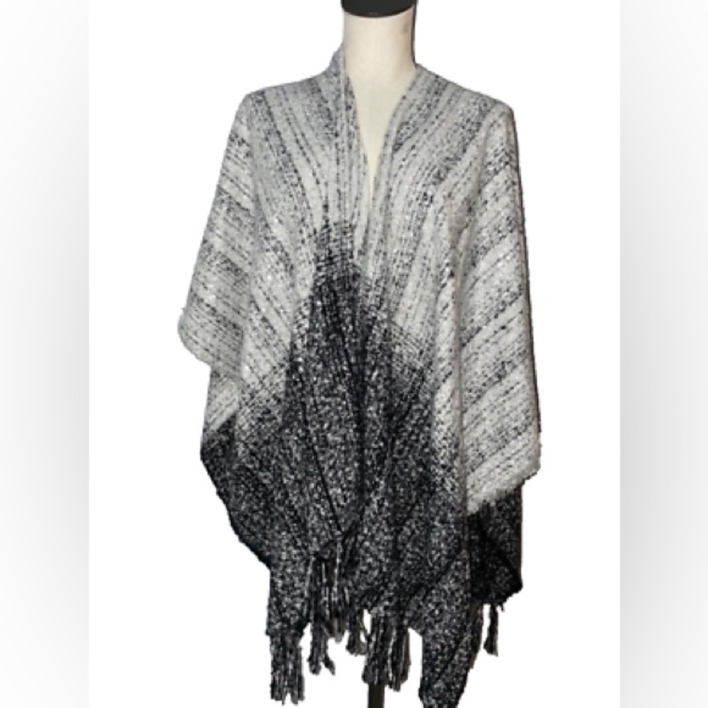 Express Gray and Black knitted Shawl/Sweater